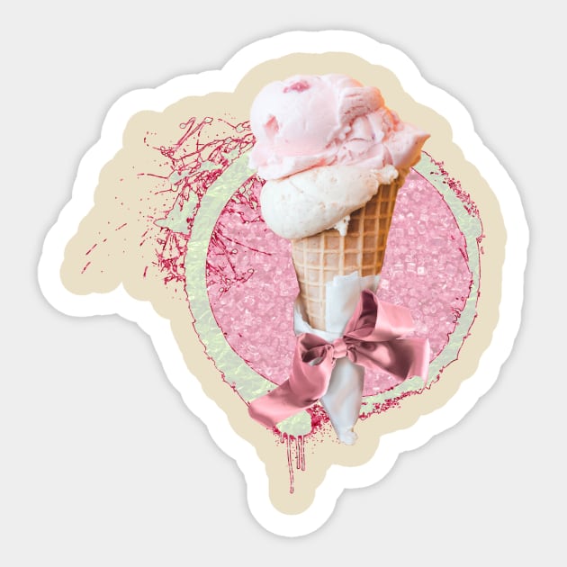 Strawberry Ice Cream Cone Sticker by CatAstropheBoxes